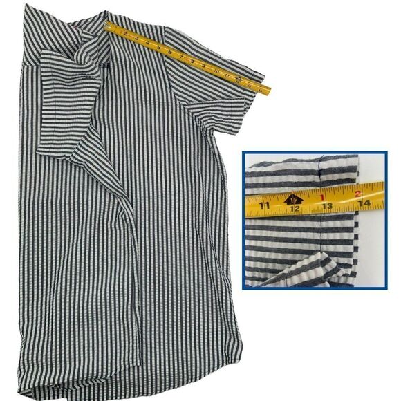 Woman Within Grey White Striped Button Front Shirt Women's Plus‎ Size 1X - Picture 7 of 9